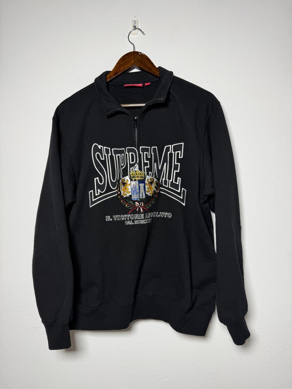 Supreme Crest Applique Half Zip Pullover